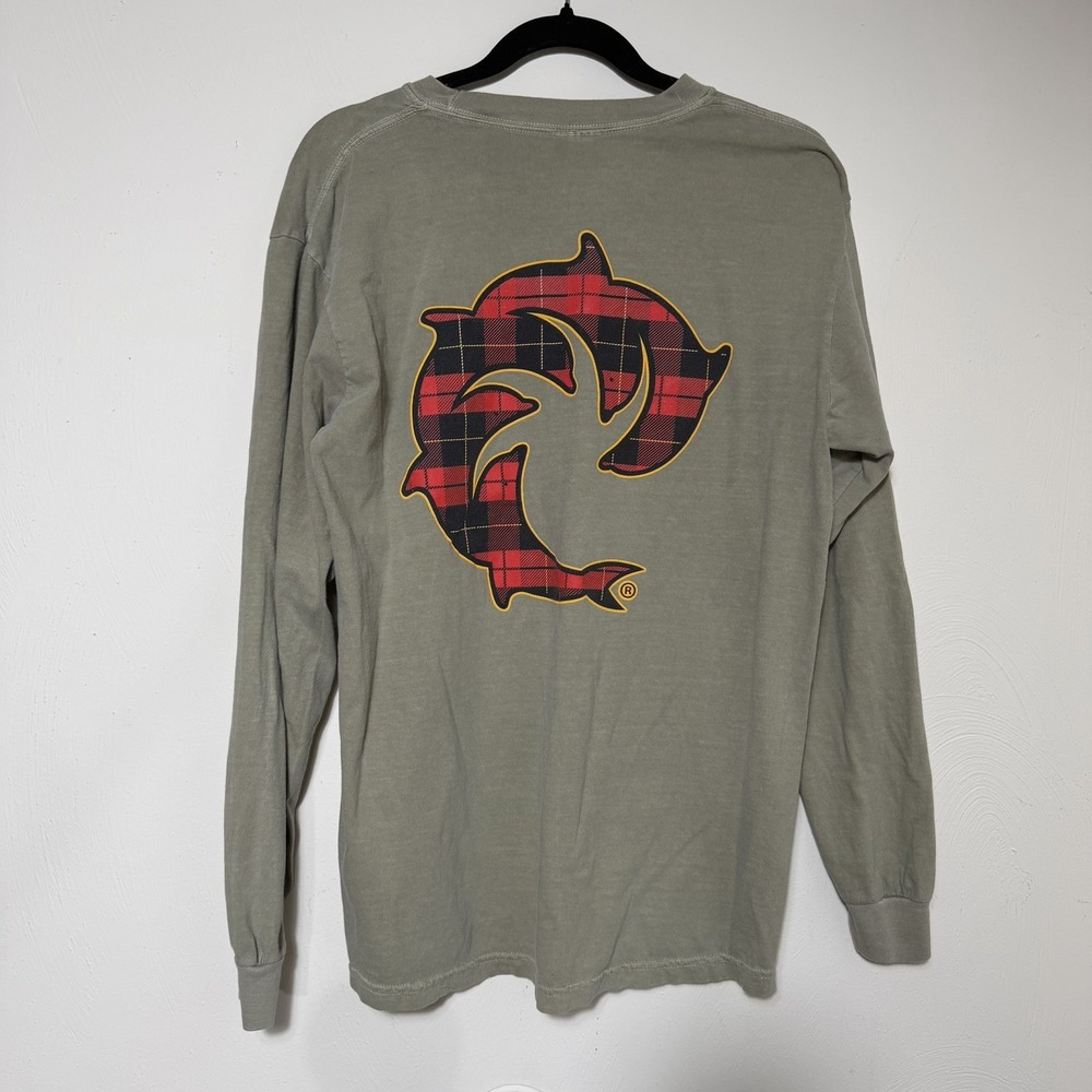Mens Shark Graphic Long Sleeve Tee‎ WRV Wave Riding Vehicles Olive Skater Large